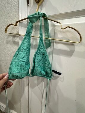 Ralph Lauren Mint Green Eyelet Halter Bikini Top